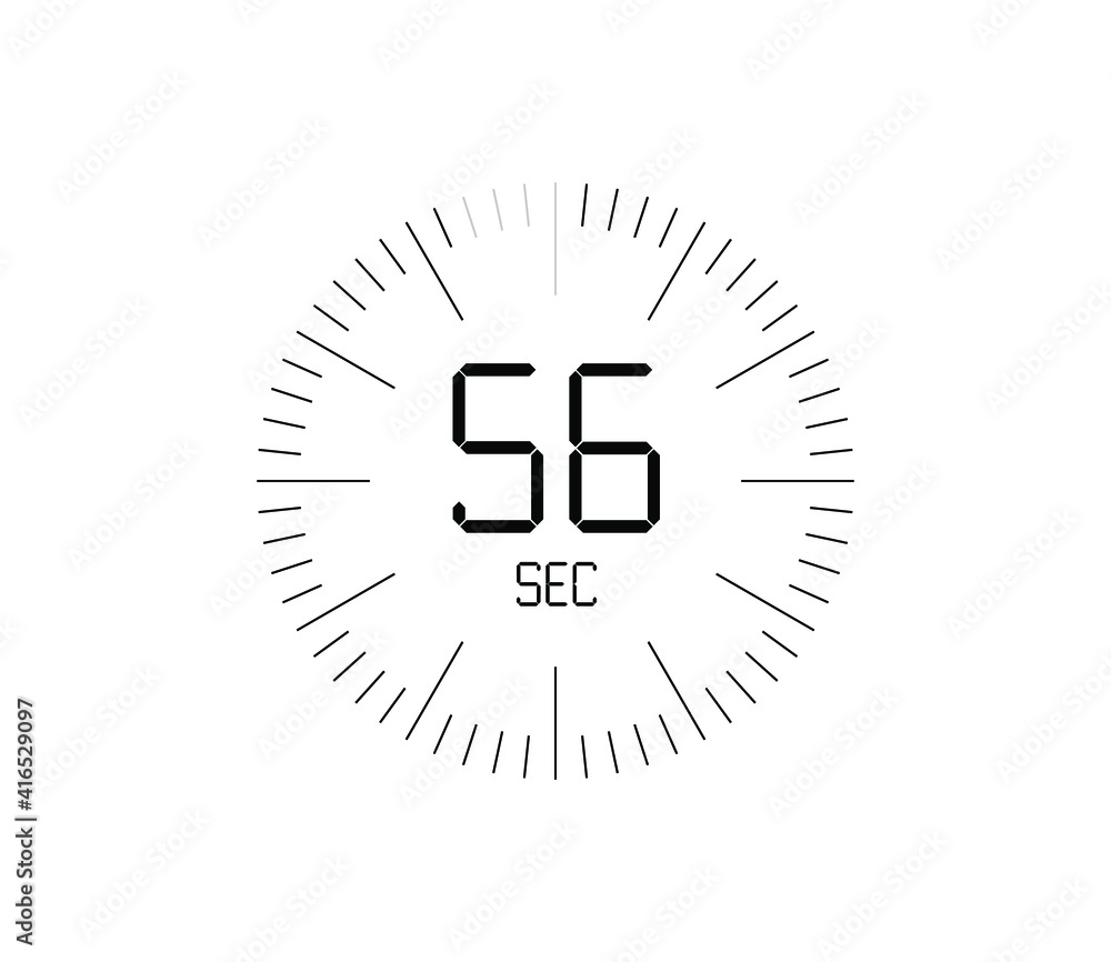 Timer 56 sec icon, 56 seconds digital timer Timer 56 sec icon, 56 seconds digital timer