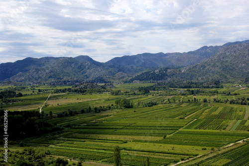 Garden, orchards and fields in the delta of the river Neretva. Dalmatia, Croatia