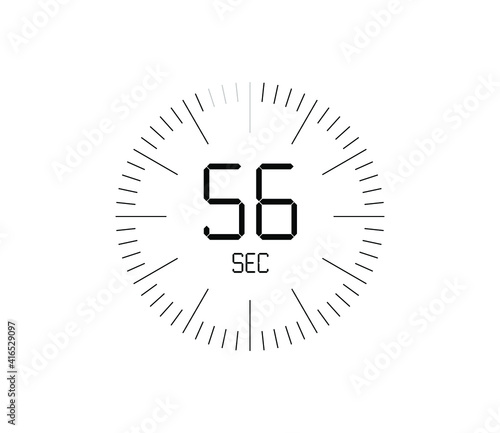Timer 56 sec icon, 56 seconds digital timer