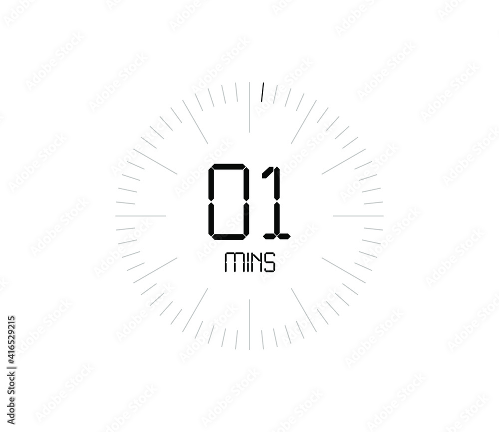 Timer 1 mins icon, 1 minutes digital timer Timer 1 mins icon, 1 minutes digital timer