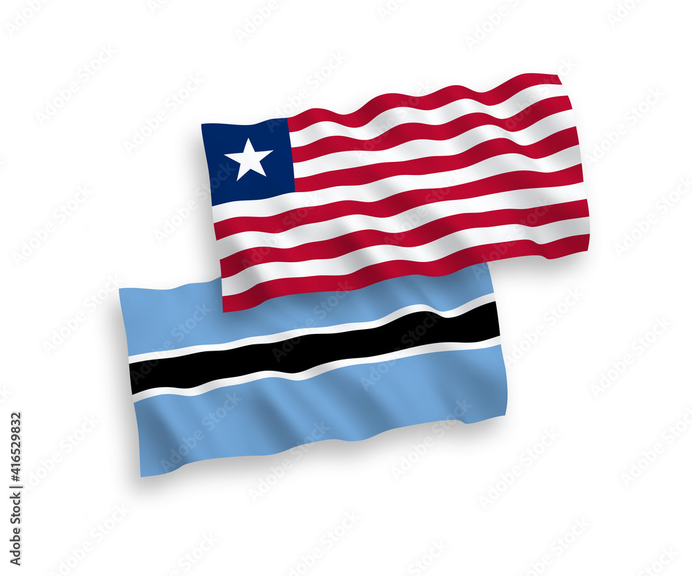 Fototapeta premium Flags of Liberia and Botswana on a white background