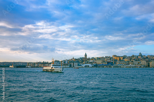 Fototapeta Naklejka Na Ścianę i Meble -  cityscape of Istanbul and a ferry