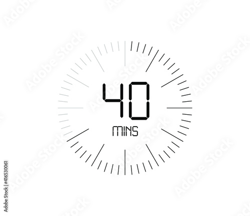 Timer 40 mins icon, 40 minutes digital timer