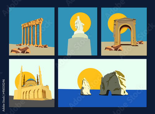 Lebanon Iconic Heritage Landmarks and Monuments illustration