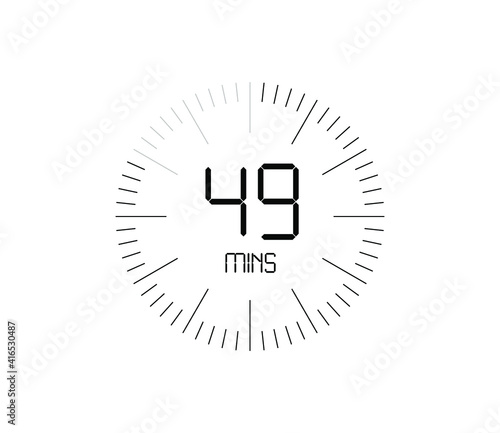 Timer 49 mins icon, 49 minutes digital timer