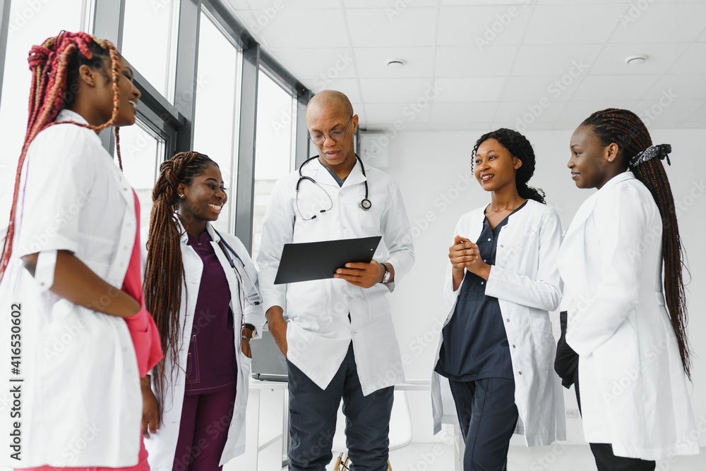 group of african american doctor and nurse in hospital ward group of african american doctor and nurse in hospital ward