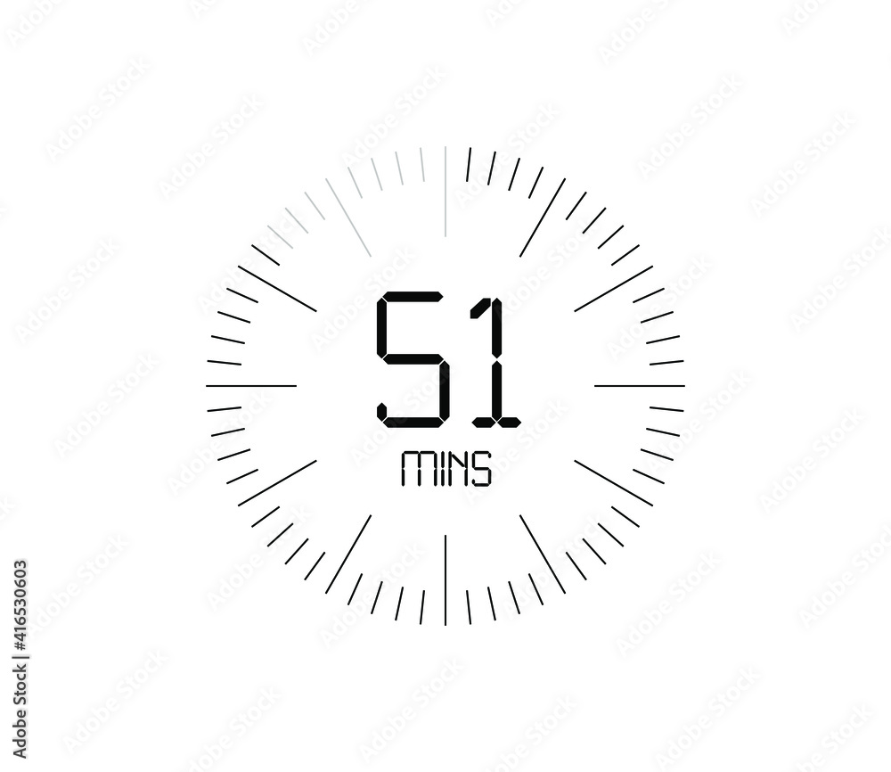 Timer 51 mins icon, 51 minutes digital timer Timer 51 mins icon, 51 minutes digital timer