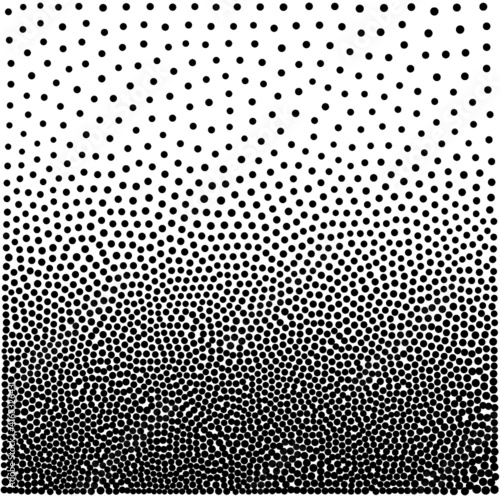 vector Dot work gradient background, black and white scattered stipple dots pointillism