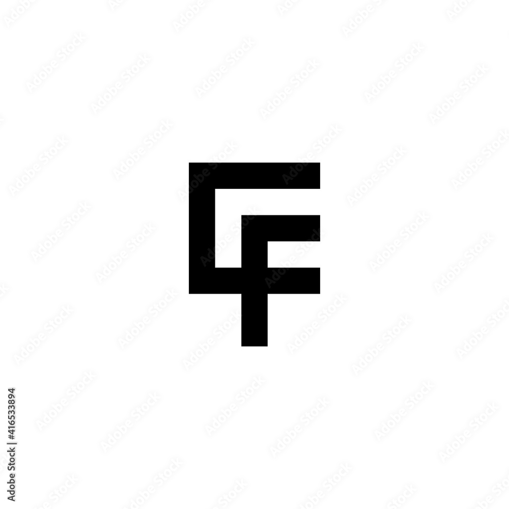 Awesome square CF letter in black and white color. logo icon vector Awesome square CF letter in black and white color. logo icon vector