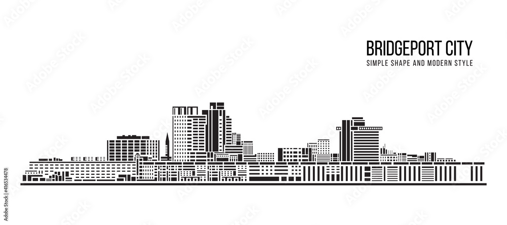 Cityscape Building Abstract Simple shape and modern style art Vector design -  Bridgeport city