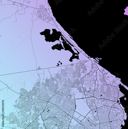 Maracaibo, Zulia, Venezuela (VEN) - Urban vector city map with parks, rail and roads, highways, minimalist town plan design poster, city center, downtown, transit network, gradient blueprint