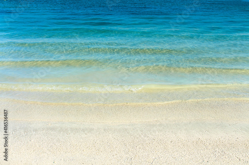 Fototapeta Naklejka Na Ścianę i Meble -  Water nature background. Blue sea ocean calm water in tropical summer sandy beach seascape.