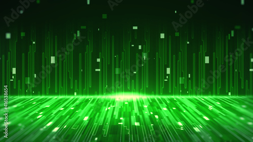 緑色のキラキラデジタル空間イメージ背景