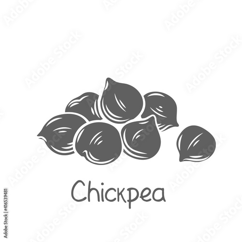 Heap of chickpeas glyph vector illustration. Monochrome isolated handful of chickpea seed.