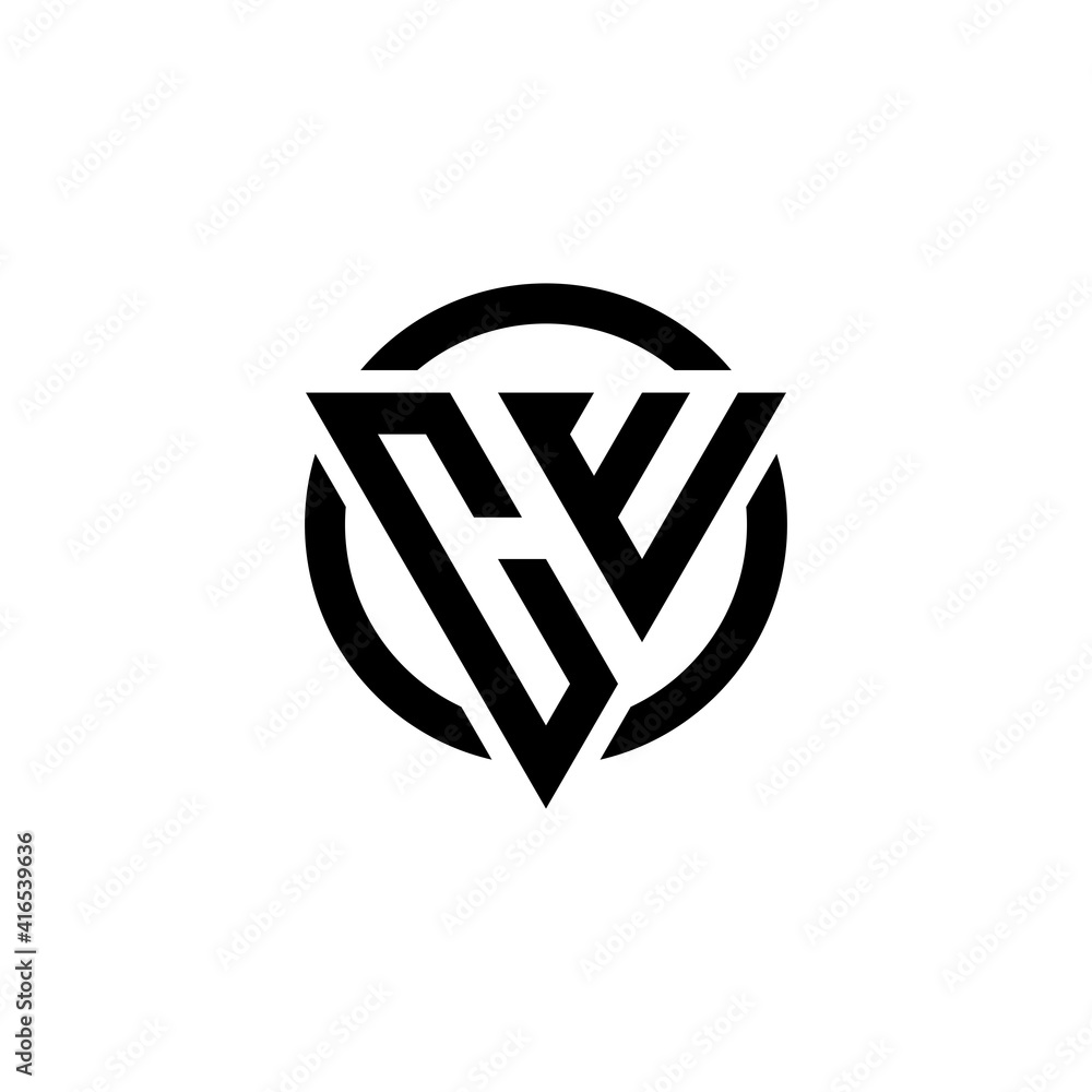 logo design inspiration for the letter CW triangle in a circle. design vector logo design inspiration for the letter CW triangle in a circle. design vector