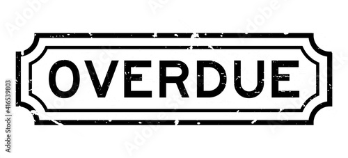 Grunge black overdue word square rubber seal stamp on white background