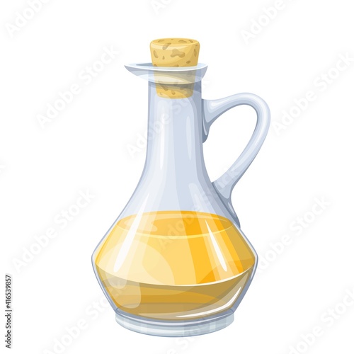 Olive, sunflower corn or soybean oil in a glass bottle vector illustration.