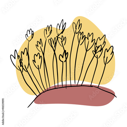 Colorful fantasy doodle cartoon millet flower isolated on white background. Vector illustration.  