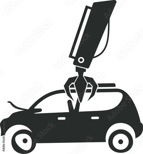 illustration of scrap car, junkyard icon.