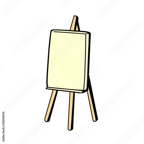 funny vector cartoon easel with canvas