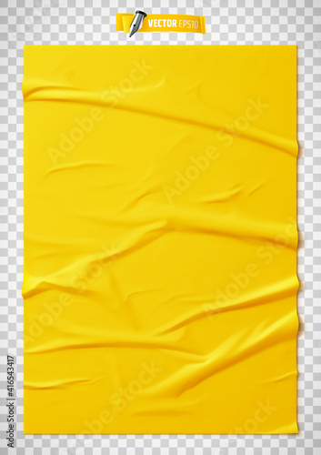 Texture de papier jaune collé vectorielle sur fond transparent