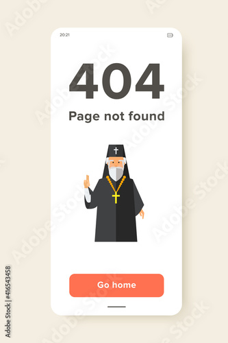 Icon of grey-haired bearded orthodox priest in black cassock with golden cross