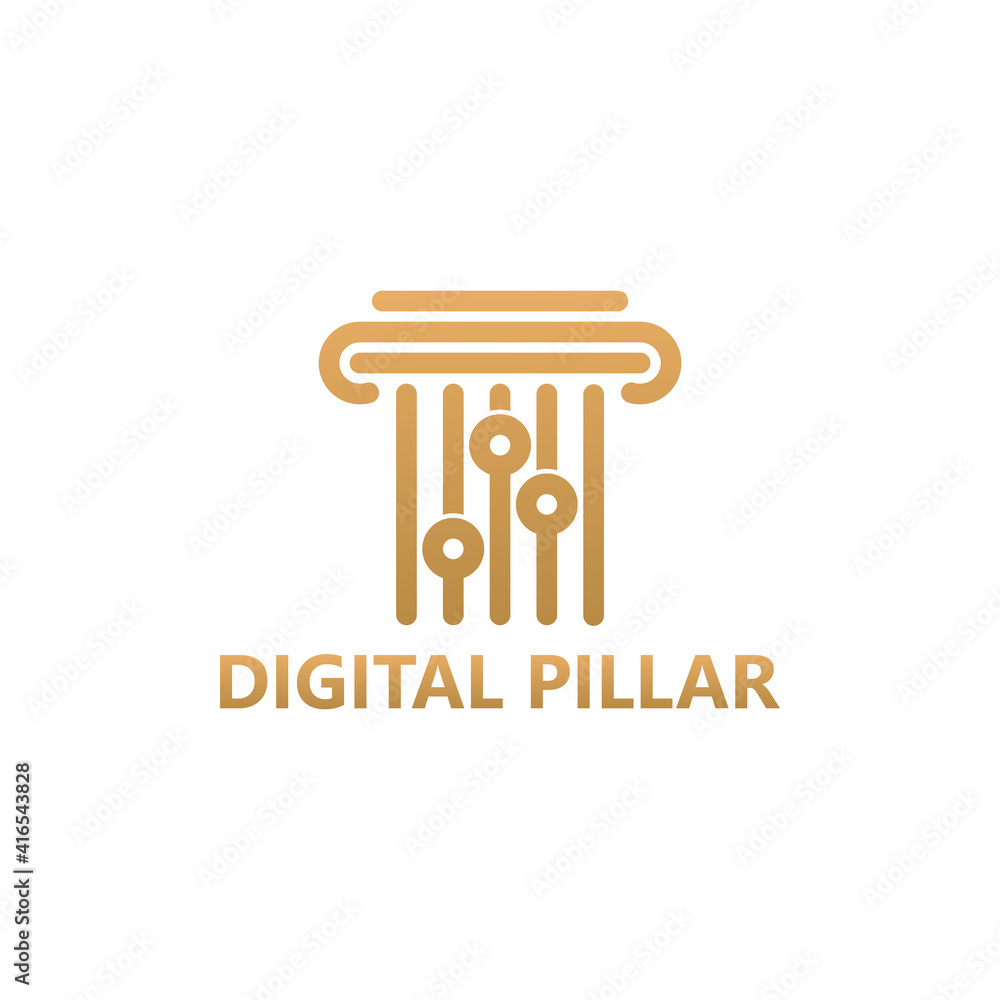 Digital pillar law logo template design