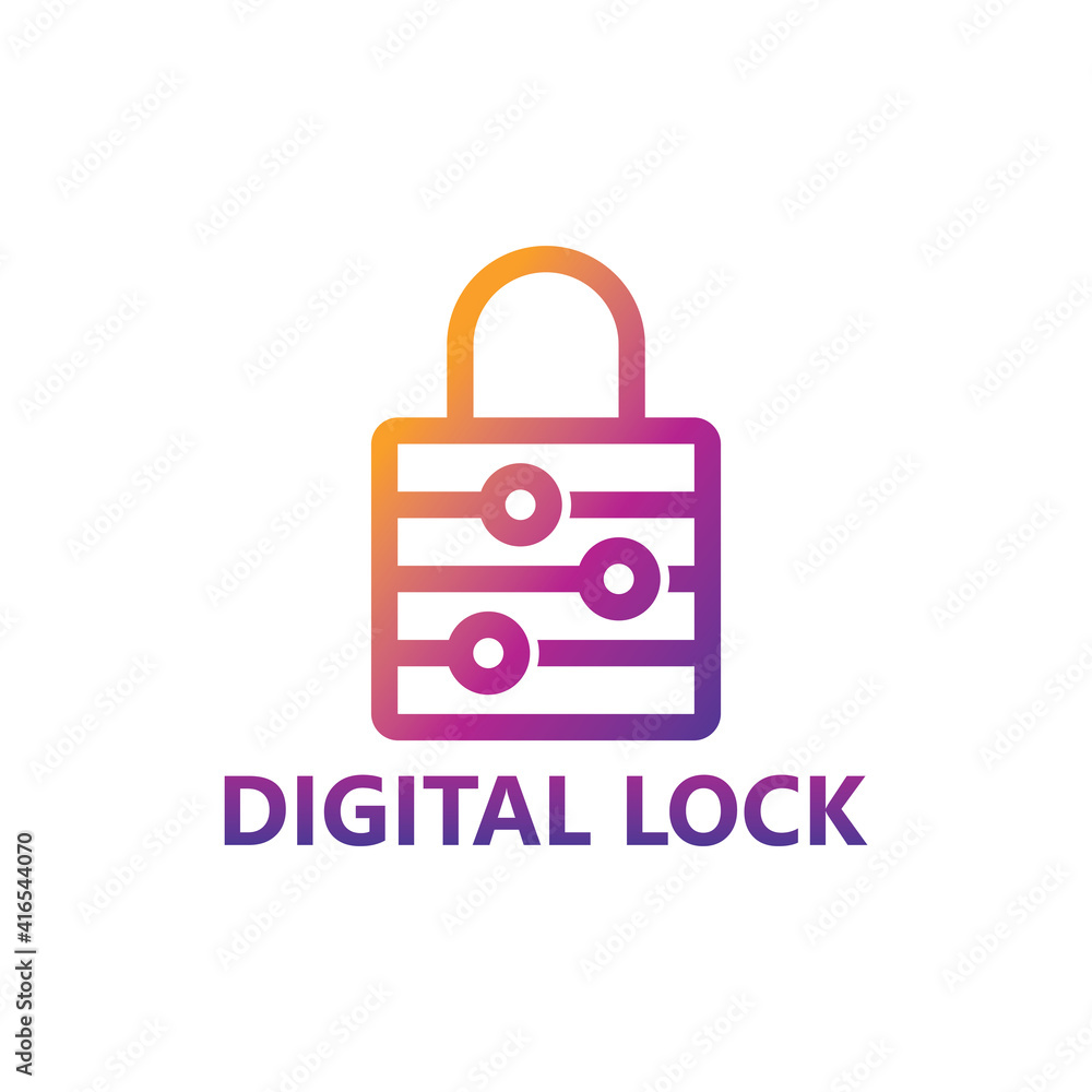 Digital lock logo template design Digital lock logo template design