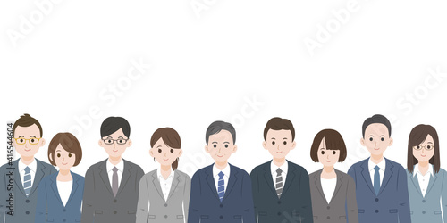 ビジネス　会社員　仲間　同僚　男女　上半身　イラスト素材