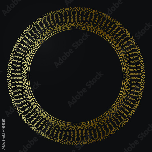 Luxury frame gold color on black background. Design template elegant wedding invitation card; invitation; workpiece for your design. Vector.