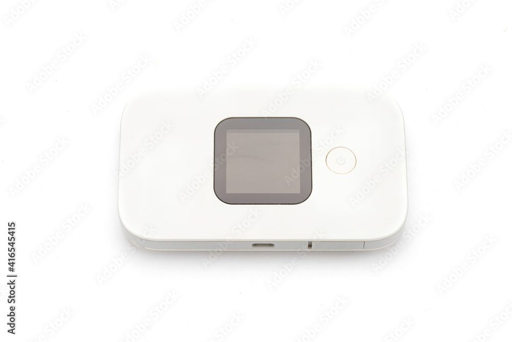 A White handy portable pocket wifi device isolate on white background. A White handy portable pocket wifi device isolate on white background.