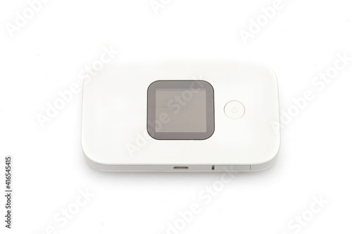 A White handy portable pocket wifi device isolate on white background.