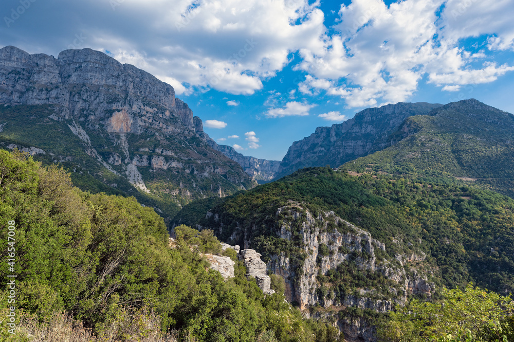 Mountain landscape near the traditional village of Papigo in Epirus, Greece
