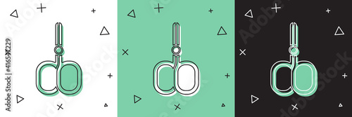 Set Nail scissors cuticle cut beauty salon icon isolated on white and green, black background. Cosmetic scissors for manicure. Vector.