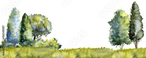 watercolor drawing summer landscape