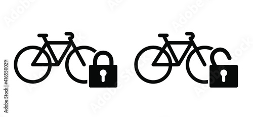 Bikes open or close. Bicycle parking space zone for bike rack. Sport cyclist banner. Cycling icon. Flat vector bike to parking stand area sign.  Mountain biker