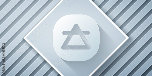 Paper cut Air element of the symbol alchemy icon isolated on grey background. Basic mystic elements. Paper art style. Vector.