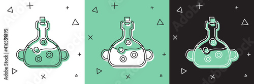 Set Poison in bottle icon isolated on white and green, black background. Bottle of poison or poisonous chemical toxin. Vector.