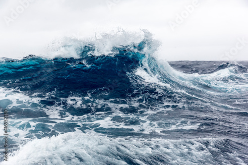 High westerly winds build large waves in the Drake Passage, Antarctica, Polar Regions