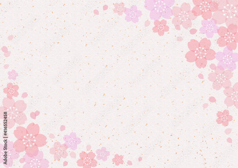 和紙調 桜 金箔 POP チラシ フレーム 背景 12 和紙調 桜 金箔 POP チラシ フレーム 背景 12