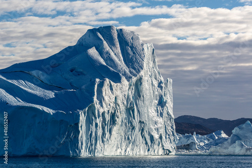 Massive icebergs calved from the Jakobshavn Isbrae glacier, UNESCO World Heritage Site, Ilulissat, Greenland, Polar Regions photo