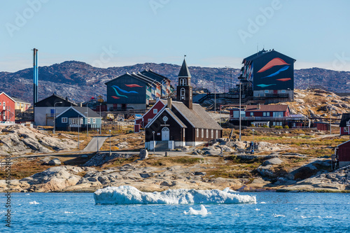 View from the outer bay of the third largest city in Greenland, Ilulissat (Jakobshavn), Greenland, Polar Regions photo