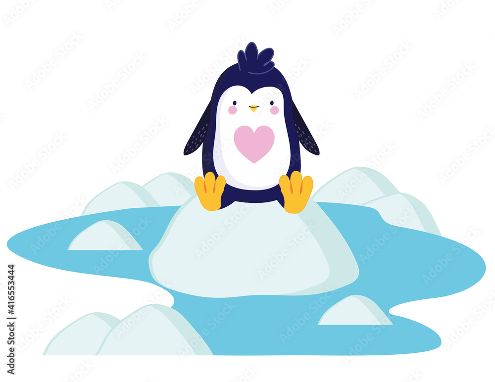Fototapeta premium penguin sitting ice