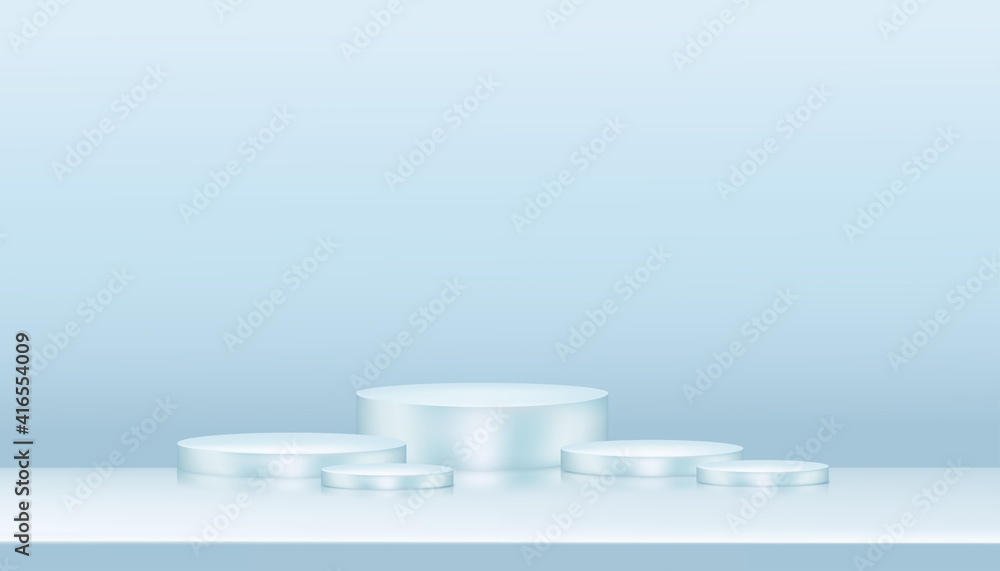 3d studio with composition empty showcase podium for cosmetic or beauty product presentation on blue pastel background,Vector Minimal design of Mockup stand in geometric shape. 3d studio with composition empty showcase podium for cosmetic or beauty product presentation on blue pastel background,Vector Minimal design of Mockup stand in geometric shape.