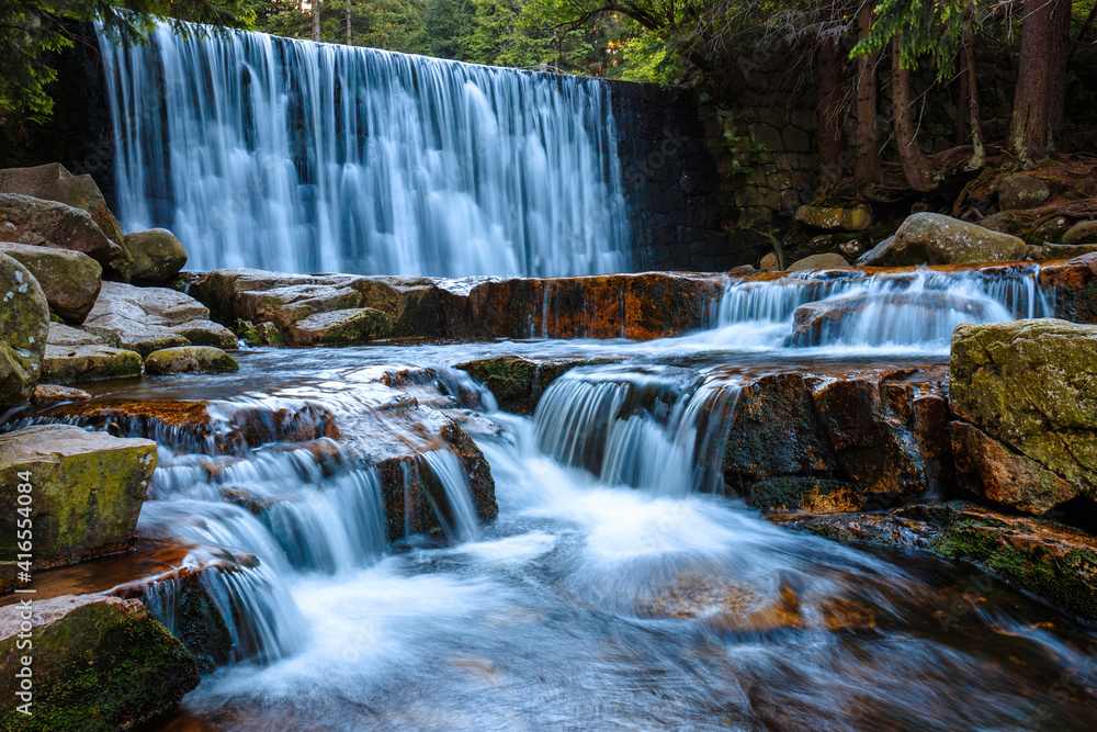 Beautiful scenery of the Wild Waterfall on the ?omnica river, Karpacz. Poland