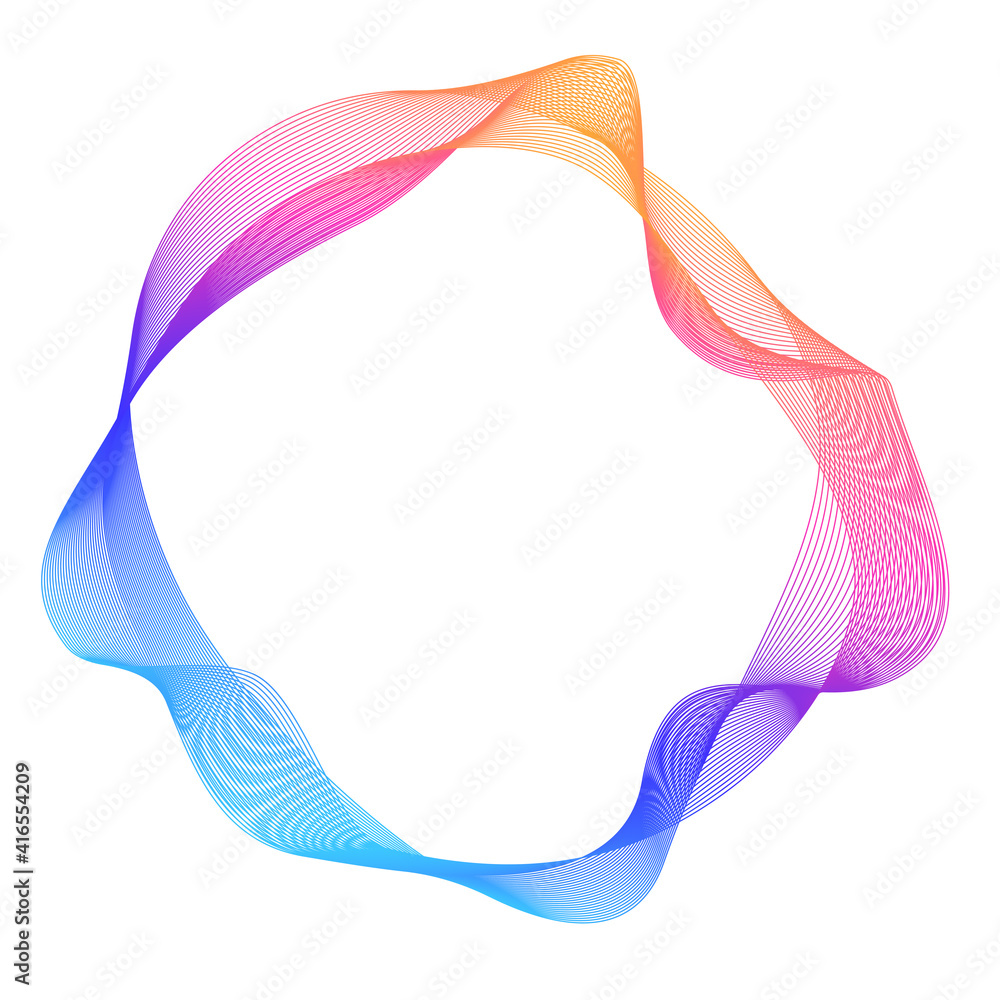 Design elements. Wave of many purple lines circle ring. Abstract vertical wavy stripes on white background isolated. Vector illustration EPS 10. Colourful waves with lines created using Blend Tool Design elements. Wave of many purple lines circle ring. Abstract vertical wavy stripes on white background isolated. Vector illustration EPS 10. Colourful waves with lines created using Blend Tool