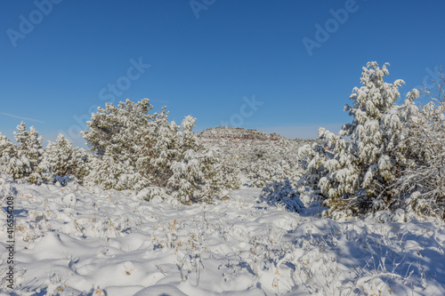 Snow Covered Landscape in the Sedona Arizona Red Rocks in Winter