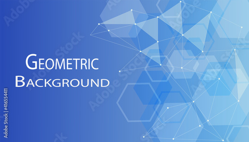 Abstract Geometric background. Blue tone colour backdrop.White line and Gradient Hexagon wallpaper. Eps10 Vector Illustration.