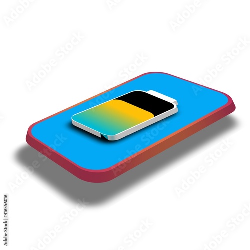 3d handphone batterai idea design illustration isometric