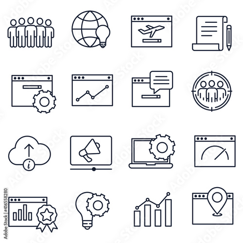 Set of SEO icon. Search Engine Optimization pack symbol template for graphic and web design collection logo vector illustration